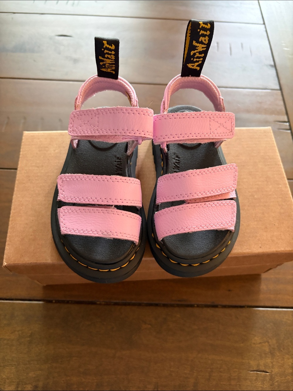Dr. Martens Kids Pink Triple-Strap Sandals